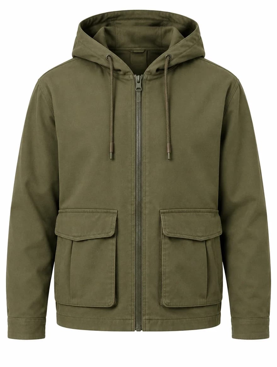 Hoodie Zip Utilitaire Kaki