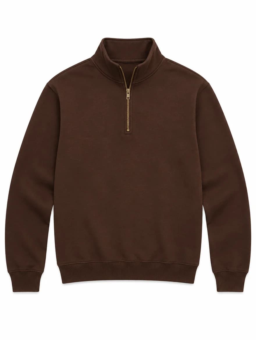 Sweat Quarter Zip Brun